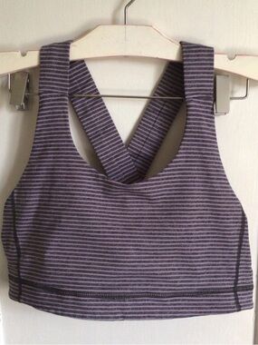 lululemon athletica Purple Striped Crisscross Sports Bra